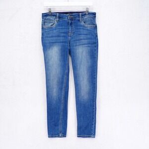 Cello Blue Denim Jeans Juniors -7- Mid Rise 30 / 28.5 Stone Wash Whiskering Cott